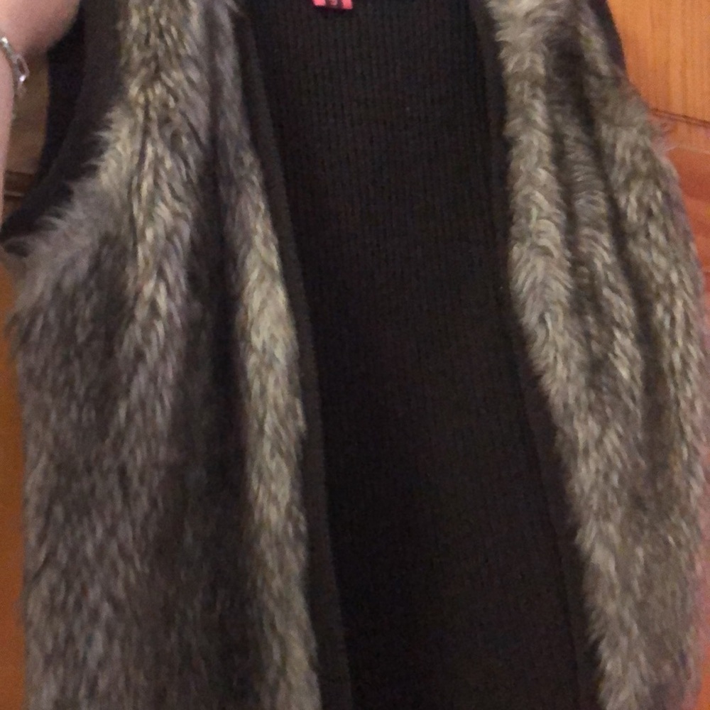 Cynthia Rowly Vegan fur vest with knitted Sweater back